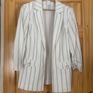White Pinstripe Blazer Jacket